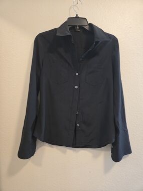 #BCBGMaxAzria Black Button-Up Blouse